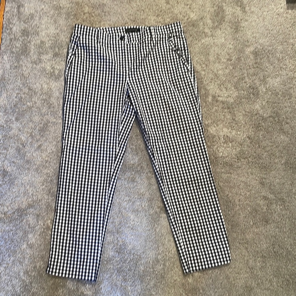 Ann Taylor Black and White Gingham Cropped Pants